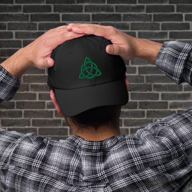 Triquetra Baseball Cap | Green Trinity Knot Celtic Symbol Embroidered Hat
