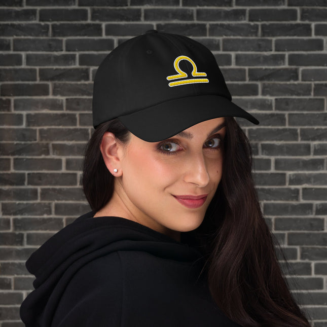 Yellow Libra Zodiac Symbol Hat | Embroidered Astrology Sign Baseball Cap