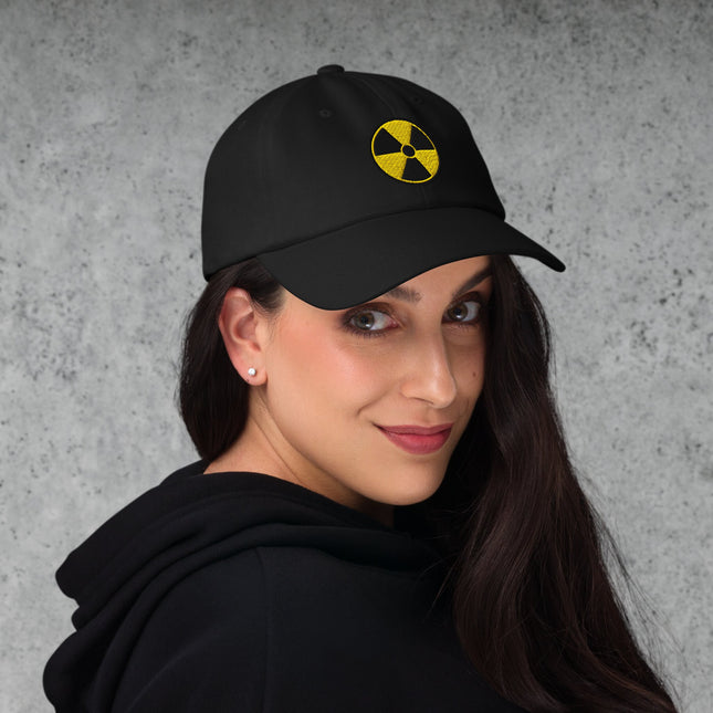 Radioactive Symbol Dad Hat | Nuclear Hazard Embroidered Baseball Cap