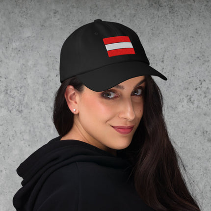 Embroidered Austria flag baseball cap for showing national pride.