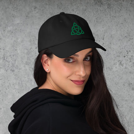 Triquetra Baseball Cap | Green Trinity Knot Celtic Symbol Embroidered Hat