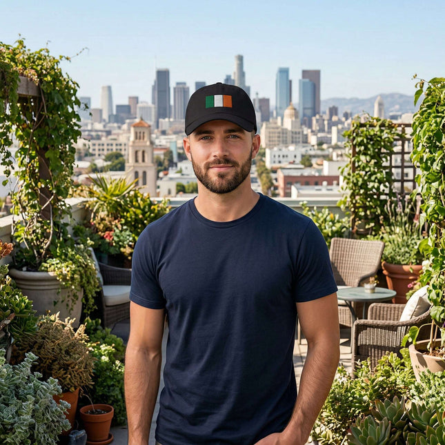 Irish flag embroidered baseball cap for men and women.