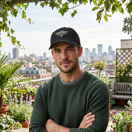 Embroidered black baseball cap featuring the Thunderbird symbol.