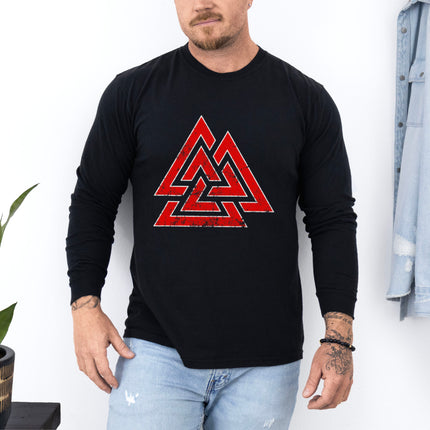 Valknut T-Shirt | Norse Triple-Triangle Symbol Long Sleeve Tee