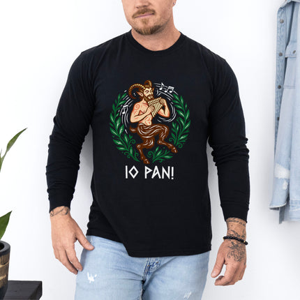Io Pan Greek God Long Sleeve T-Shirt | Panpipes Mythology Graphic Tee