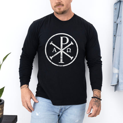 Chi Rho Christian Symbol Long Sleeve T-Shirt | Alpha Omega Art Tee