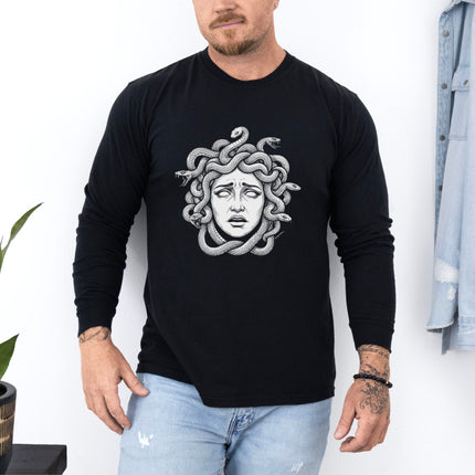Medusa Head T-Shirt | Greek Gorgon Graphic Long Sleeve Tee