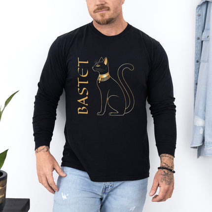 Bastet Cat Long Sleeve T-Shirt | Ancient Egyptian Goddess Graphic Tee