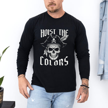 Hoist the Colors T-Shirt | Pirate Skull Graphic Long Sleeve Tee
