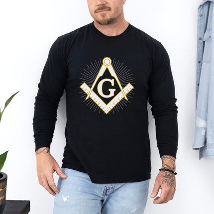Freemason Square and Compasses T-Shirt | Masonic Emblem Long Sleeve Tee