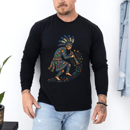 Kokopelli Long Sleeve T-Shirt | Colorful Beaded-Style Graphic Tee