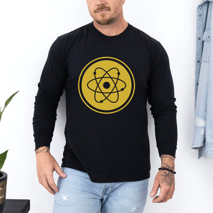 Atomic Orbit Long Sleeve T-Shirt | Yellow Science Symbol Graphic Tee