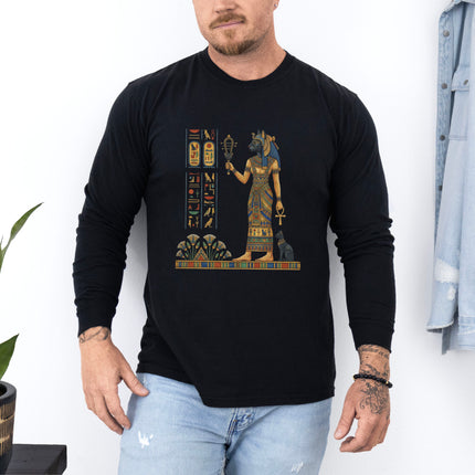 Bastet Egyptian Goddess Long Sleeve T-Shirt | Ancient Egypt Art Tee