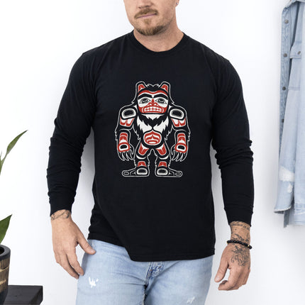 Formline Sasquatch Long Sleeve T-Shirt | Forest Creature Graphic Tee