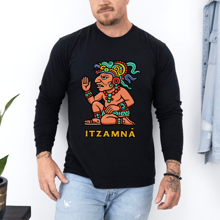 Itzamna Maya Deity Long Sleeve T-Shirt | Mesoamerican Graphic
