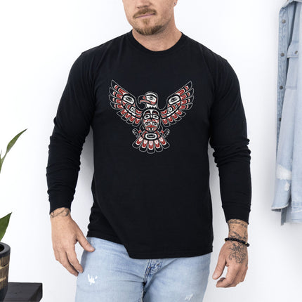Formline Eagle Long Sleeve T-Shirt | Spread-Wing Bird Graphic Tee