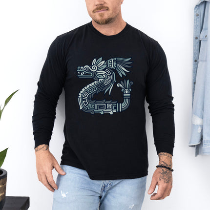 Maya Feathered Serpent Long Sleeve T-Shirt | Kukulkan Graphic Tee