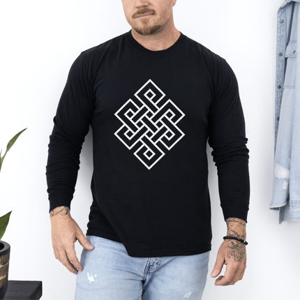 Endless Knot Long Sleeve T-Shirt | Interwoven Geometric Symbol Tee