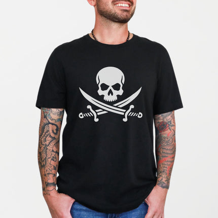 Pirate Skull & Crossed Swords T-Shirt | Jolly Roger Graphic Print Tee Shirt