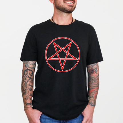 Inverted Pentagram Symbol T-Shirt | Upside Down Red Pentacle Unisex Tee Shirt