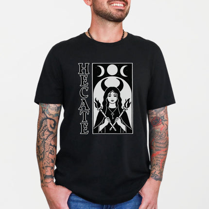 Hecate Goddess T-Shirt | Triple Moon Torches Key Witchcraft Pagan Unisex Tee