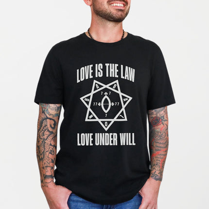 Love Is The Law Thelema Occult Symbol T-Shirt | Star of Babalon Tee Shirt