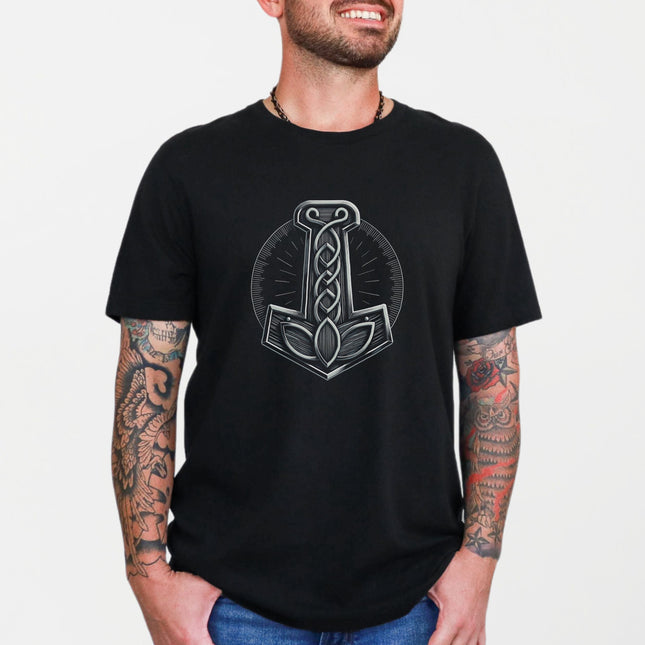 Mjolnir T-Shirt | Norse Hammer of the Gods Viking Graphic Print Tee Shirt