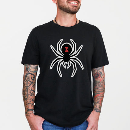 Black Widow Red Hourglass T-Shirt | Gothic Spider Unisex Graphic Tee Shirt