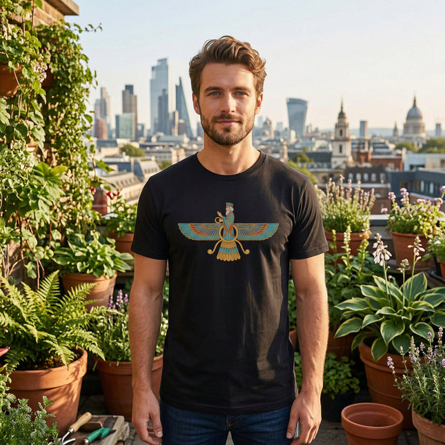 Faravahar Zoroastrian Winged Symbol T-Shirt | Ancient Persian Graphic Tee