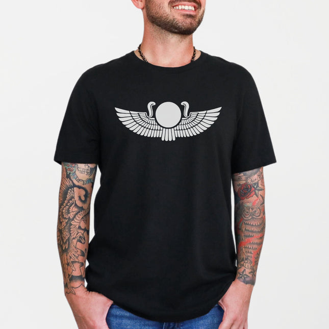 Winged Sun Disk T-Shirt | Ancient Egyptian Mythology Symbol Unisex Tee