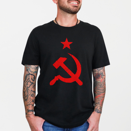 Vintage Red Hammer & Sickle Star T-Shirt | USSR Communist Symbol Tee Shirt