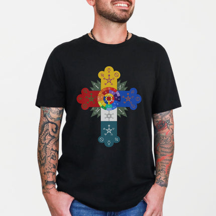 Rosy Cross Esoteric Symbols Graphic T-Shirt | Occult Art Tee