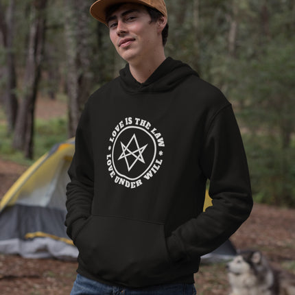 Thelema Unicursal Hexagram Hoodie | Love Is The Law Crowley Unisex Pullover