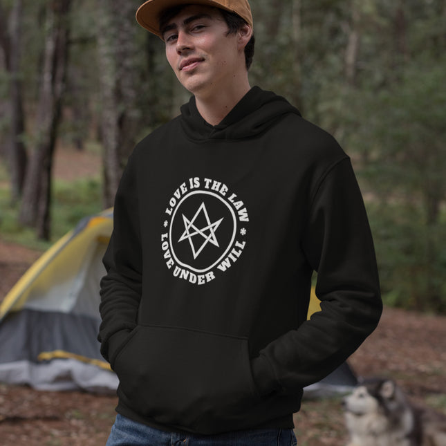 Thelema Unicursal Hexagram Hoodie | Love Is The Law Crowley Unisex Pullover