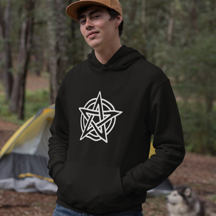 Pentagram pentacle outline unisex pullover hoodie for pagan witchcraft apparel.