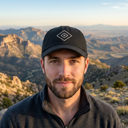 Shaman's Eye embroidered baseball cap featuring a native symbol design.