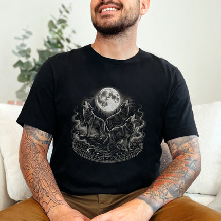 Wolf Moon Wilderness Spirit Tee - Howling Wolves Graphic