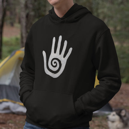 Hopi Healing Hand Spiral Symbol Hoodie | Native American Art Pullover Hoodie