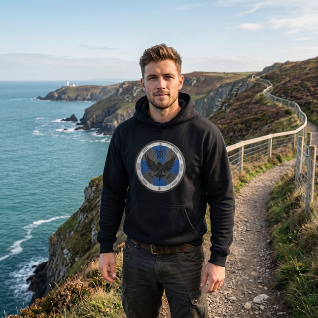 Viking Raven Shield Hoodie - Norse Mythology Warrior Pagan Art
