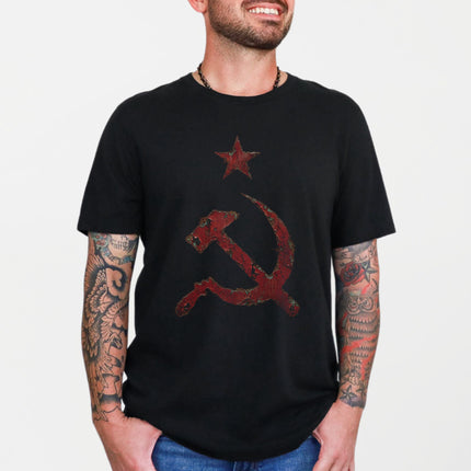 Vintage Red Hammer & Sickle Star T-Shirt | USSR Communist Symbol Tee Shirt