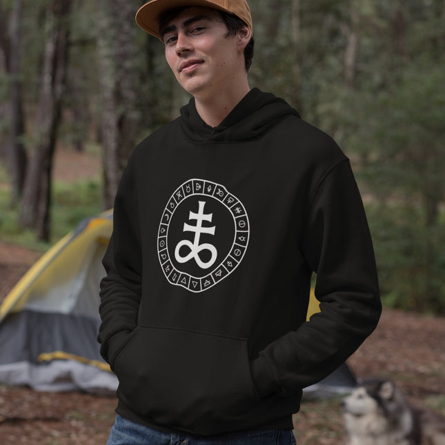 Leviathan Cross Occult Symbols Hoodie | Esoteric Alchemy Pullover Hoodie