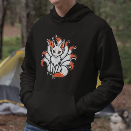 Nine Tailed Fox Kitsune Hoodie | Japanese Mythology Spirit Fox Pullover Hoodie
