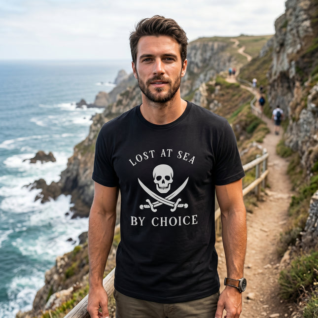 Lost At Sea By Choice Pirate Skull & Swords Graphic T-Shirt | V1