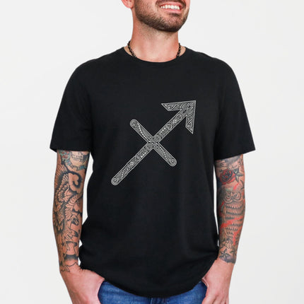 Sagittarius Zodiac T-Shirt | Knotwork Arrow Astrology Graphic Print Tee