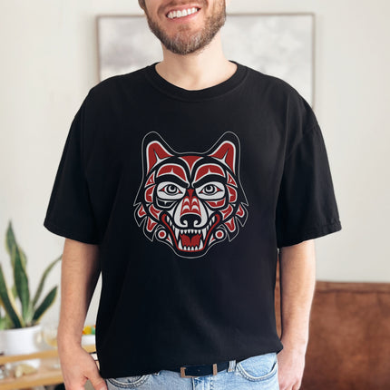 Haida Wolf Head T-Shirt | Indigenous Pacific Northwest Art | Comfort Colors
