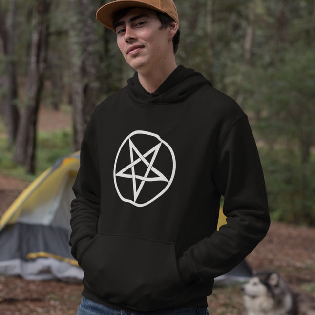 Inverted Pentagram Graphic Hoodie | Upside Down Pentacle Graphic Pullover