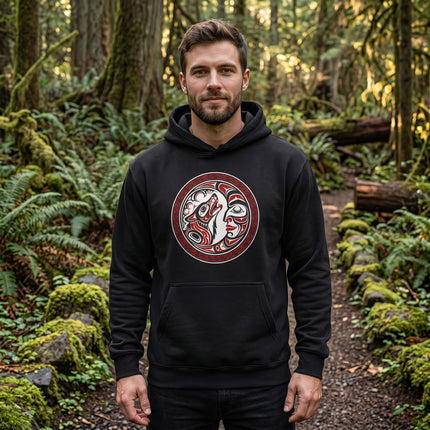 Formline Grandmother Moon Sacred Circle Hoodie | Tribal Mask Art