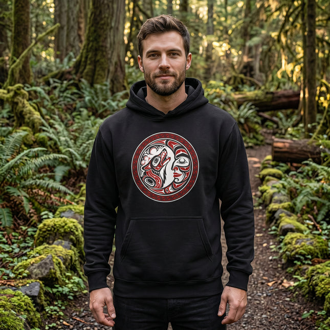 Formline Grandmother Moon Sacred Circle Hoodie | Tribal Mask Art