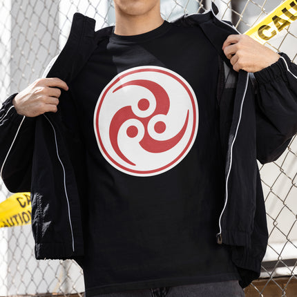 Red Tomoe Symbol T-Shirt | Japanese Mitsudomoe Triple Comma Graphic Tee