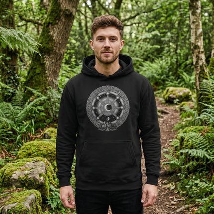 Arianrhod's Silver Wheel Hoodie - Celtic Mythology Lunar Chart Pullover